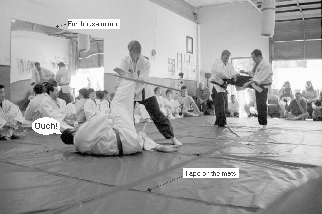 Winter Demonstration 2001; Jerold 'Ouch!' Kunzman, Sensei Nancy 'big stick' Bigham, Jaya Carl and Jim Parks