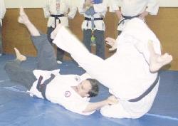 Sacrifice throw, Sensei St. Pierre throws Sensei Parks, March 2001